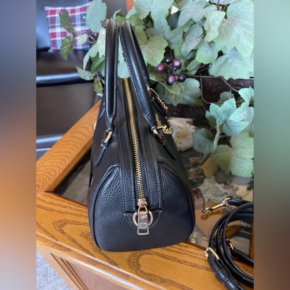 Coach Black Pebbled Leather Rowan Satchel with Gold Hardware - Picture 3 of 10